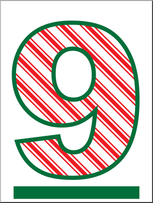 Clip Art: Number Set 4: Candy Cane 09 Color