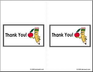 Candy Wrapper:  Thank You  (cartoon pencil with apple graphic)