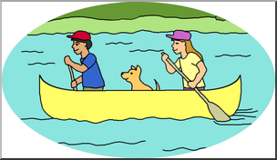 Clip Art: Kids: Canoeing Color