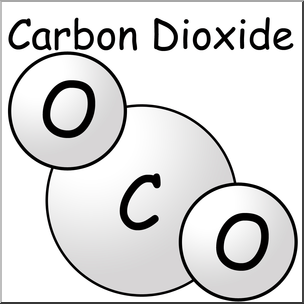 Clip Art: Molecule: Carbon Dioxide 02 B&W