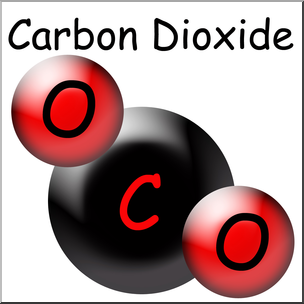 Clip Art: Molecule: Carbon Dioxide 02 Color