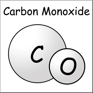 Clip Art: Molecule: Carbon Monoxide B&W