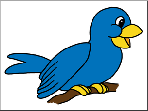 Clip Art: Cartoon Bluebird 1 Color