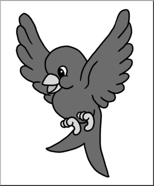 Clip Art: Cartoon Bluebird 2 Grayscale