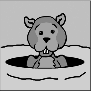 Clip Art: Cartoon Groundhog 2 Grayscale
