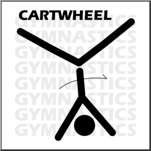 Clip Art: Gymnastics: Cartwheel B&W