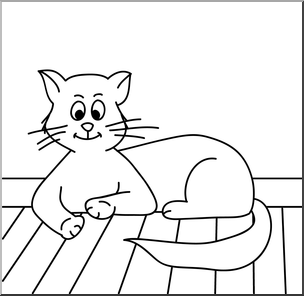 Clip Art: Cartoon Cat 1 B&W