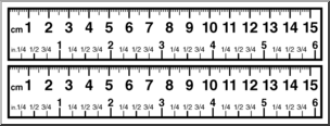 Clip Art: Ruler: 15 Centimeter B&W