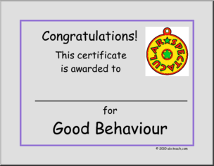 Certificate: Good Behaviour Spectacular (uk spelling)