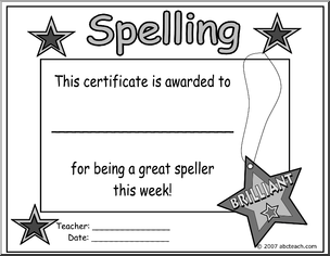 Certificate: Spelling Award (b&w)