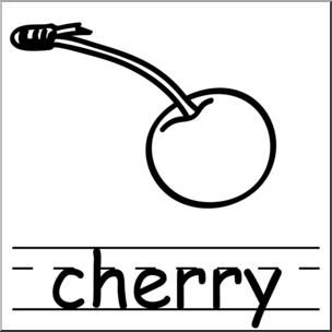 Clip Art: Basic Words: Cherry B&amp;W Labeled – Abcteach