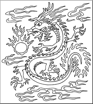 Clip Art: Chinese Dragon B&W