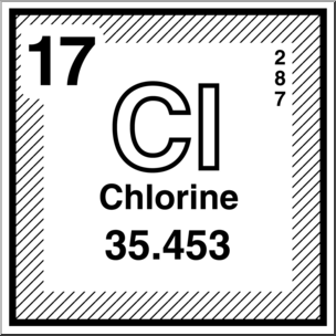 Clip Art: Elements: Chlorine B&W