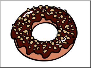 Clip Art: Doughnut: Chocolate w/ Nuts Color