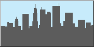 Clip Art: Cityscape Silhouette 1 Color