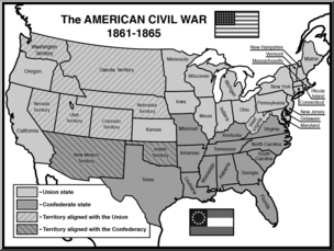 Clip Art: United States History: Civil War States Grayscale