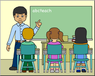 Clip Art: Classroom with Male Teacher Color
