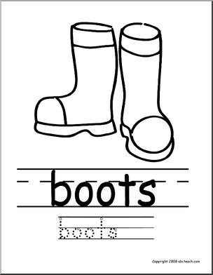 Coloring Page: Write and Color “Boots” (ESL)