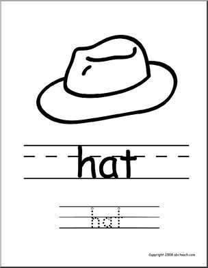 Coloring Page: Write and Color “Hat” (ESL)