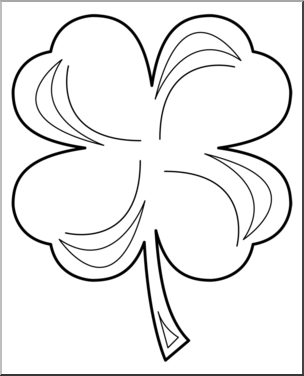 Clip Art: Four Leaf Clover Happy St. Patrick’s Day B&W – Abcteach