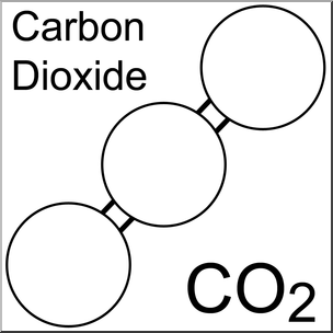 Clip Art: Molecule: Carbon Dioxide 01 B&W