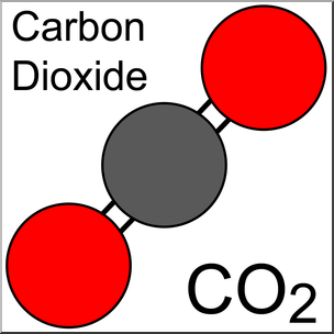 Clip Art: Molecule: Carbon Dioxide 01 Color