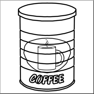 Clip Art: Food Containers: Coffee Can B&W