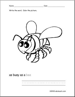Color and Write: Color the Bee, Write the Word (ESL)