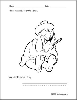 Color and Write: Color the Dog, Write the Word (ESL)