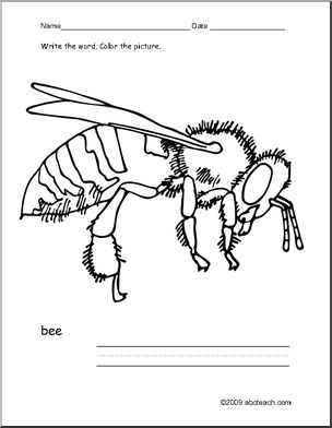 Coloring Page: Write and Color “Bee” (ESL)