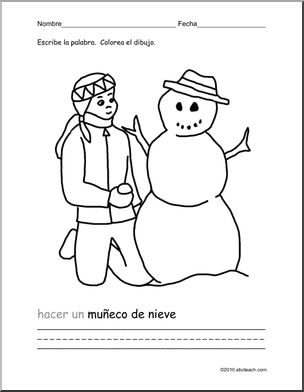 Spanish: PÂ·gina para colorear–hacer un muÃ’eco de nieve