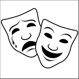 Clip Art: Comedy and Tragedy Masks 1 (coloring page)