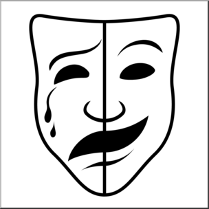Clip Art: Comedy and Tragedy Masks 2 B&W 1