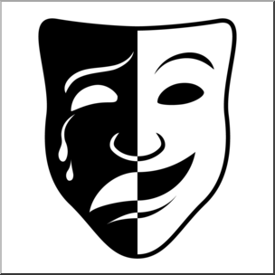 Clip Art: Comedy and Tragedy Masks 2 B&W 2