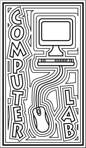 Clip Art: Computer Lab Sign B&W