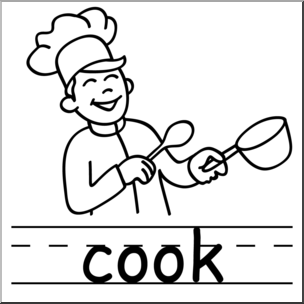 Clip Art: Basic Words: Cook B&W Labeled