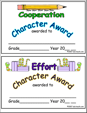 Certificate: Character Ed. – Cooperation, Effort