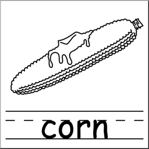Clip Art: Basic Words: Corn B&W Labeled