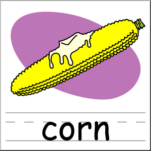 Clip Art: Basic Words: Corn Color Labeled