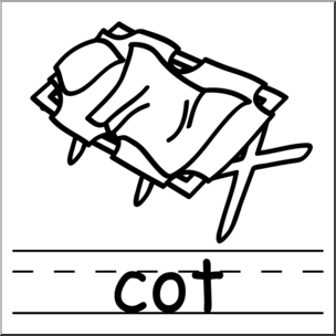 Clip Art: Basic Words: Cot B&W Labeled – Abcteach
