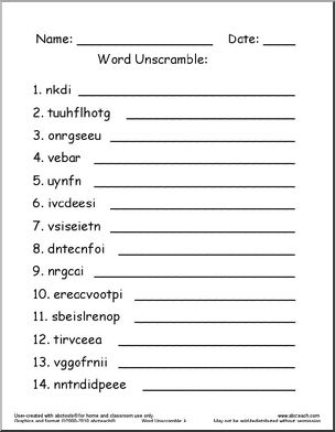 Counseling: Word Scramble (upper elem/middle)
