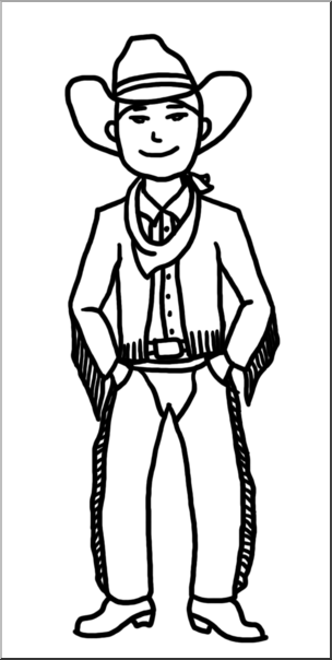 Clip Art: Western Theme: Cowboy 3 B&W – Abcteach