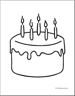 Clip Art: Birthday Cake (coloring page)
