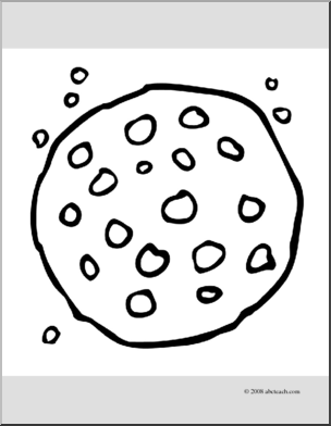 Clip Art: Chocolate Chip Cookie (coloring page)