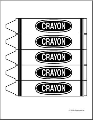 Clip Art: Big Crayons (coloring page)