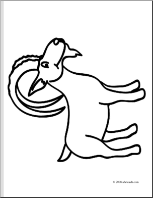 Clip Art: Basic Words: Ibex (coloring page)