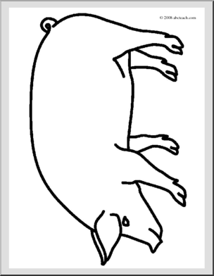 Clip Art: Pig (coloring page)