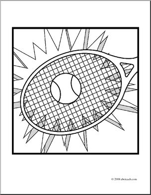 Clip Art: Sports Icon: Tennis (coloring page)