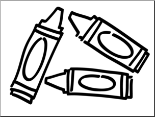 Clip Art: Basic Words: Crayons B&W Unlabeled