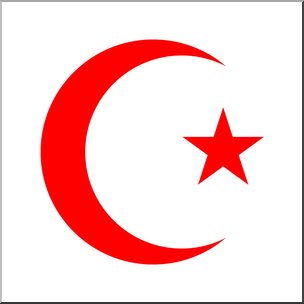 Clip Art: Religious Symbols: Crescent and Star Color